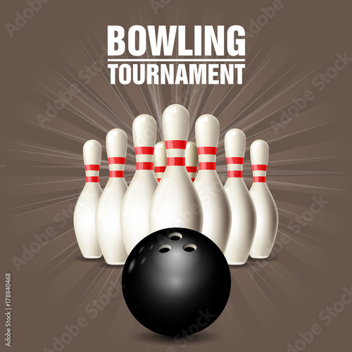 Set of bowling skittles and bowling ball - poster