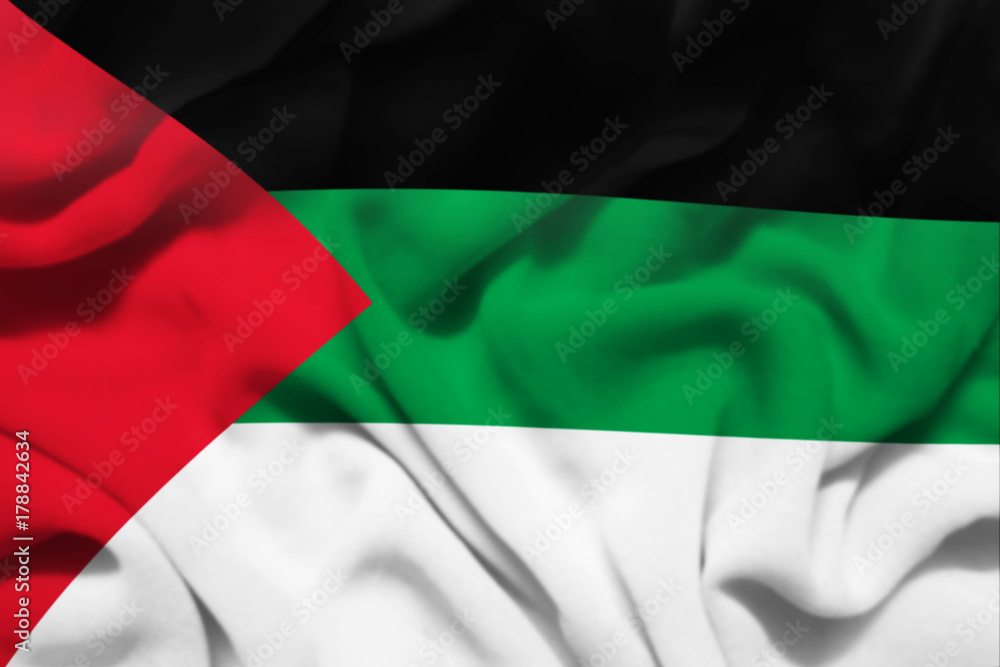 waving flag of the palestine, flag in the wind flowing, 3D illustration.
