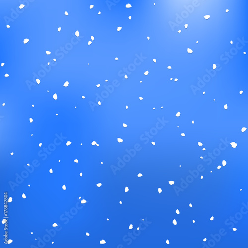 Christmas Vector Background. Cartoon Illustration with Falling Snow on Sky Background. Abstract Festive Background. Vector Winter Illustration.