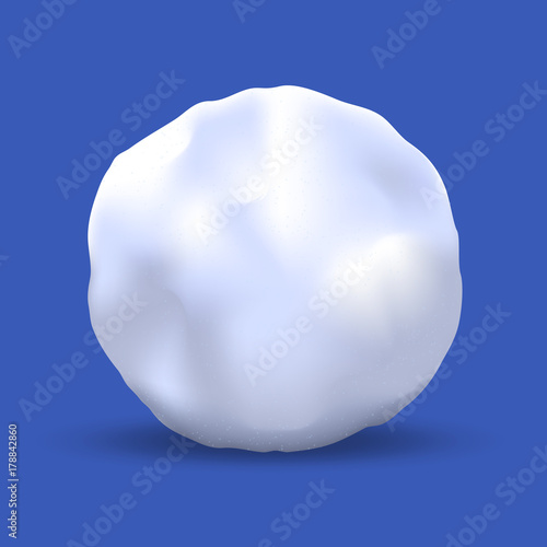 Vector Snowball Isolated on Blue Background. Realistic Winter Snow Ball. Vector Illustration.