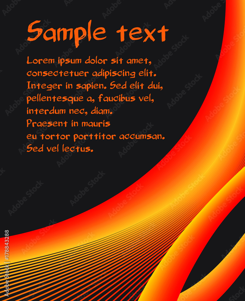 Fototapeta premium black orange and yellow curves vector abstract background copy space sample text 