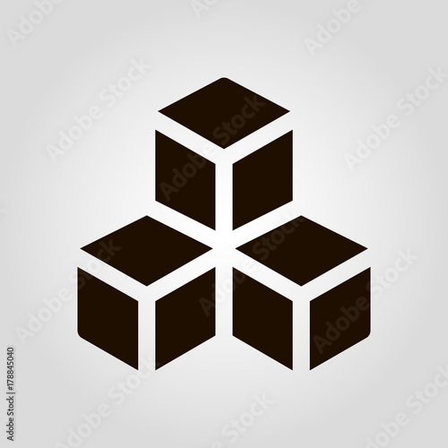 3D (three D) cube isolated flat vector icon photo