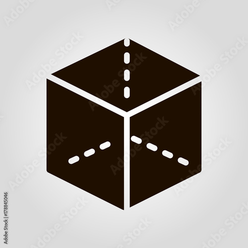 3D (three D) cube isolated flat vector icon