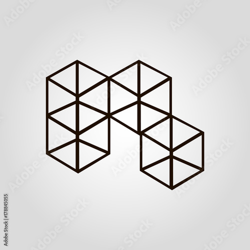 3D (three D) cube isolated flat vector icon