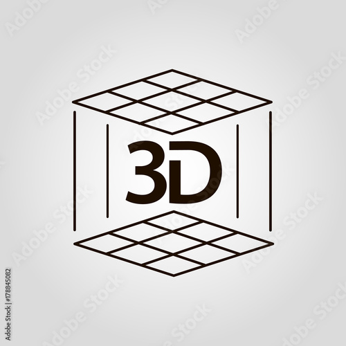 3D (three D) cube isolated flat vector icon