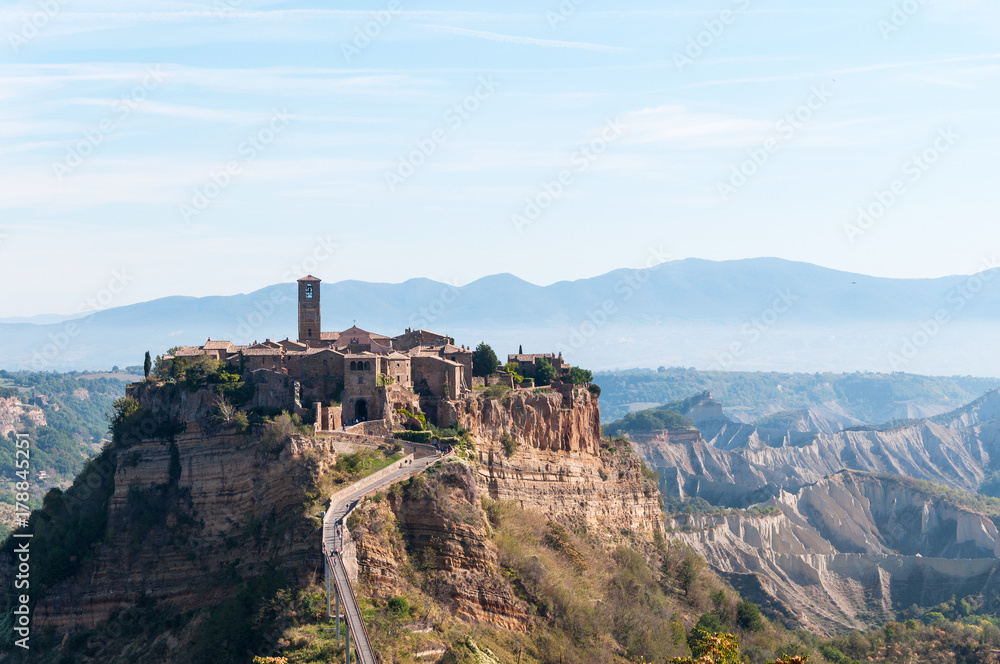 Beautiful panoramic view of the famous Civita di Bagnoregio, Lazio, Italy