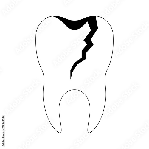 broken tooth with root in black silhouette