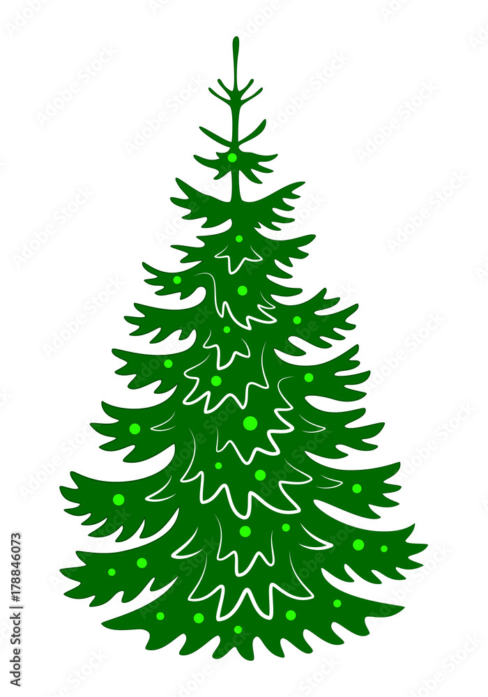 Christmas tree silhouette with snowflakes. Template for design, greeting card, invitation. Xmas card vector illustration isolated on white background. Christmas tree silhouette with snowflakes. Template for design, greeting card, invitation. Xmas card vector illustration isolated on white background.