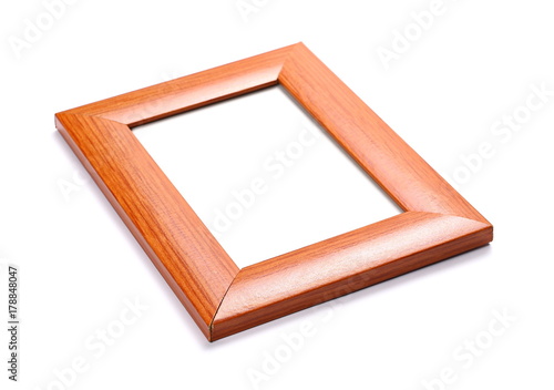Old wooden frame isolated on white background 