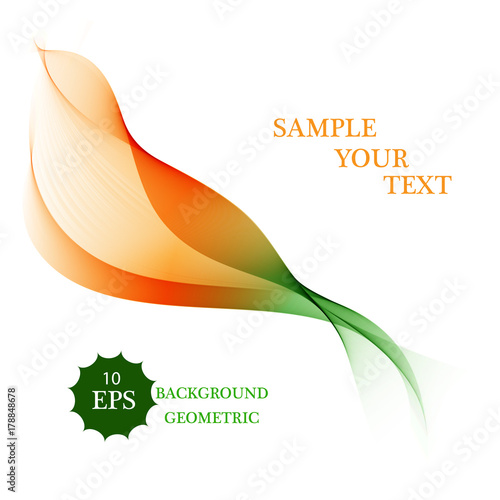 Abstract color wave design element. Orange and green wave