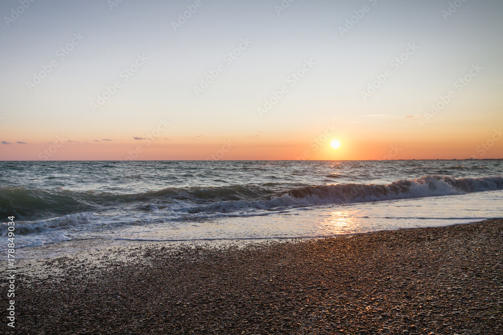 Beautiful sunset on the summer sea