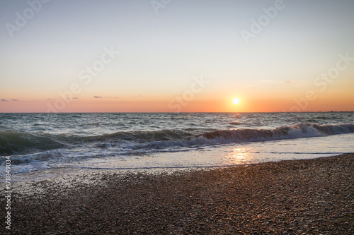 Beautiful sunset on the summer sea