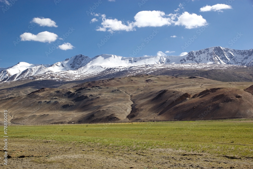 Mountains along the shore of Tso Moriri Lake in Ladakh, India Mountains along the shore of Tso Moriri Lake in Ladakh, India