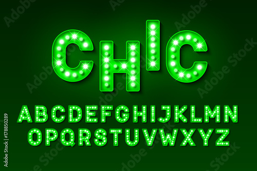 Broadway style retro light bulb font