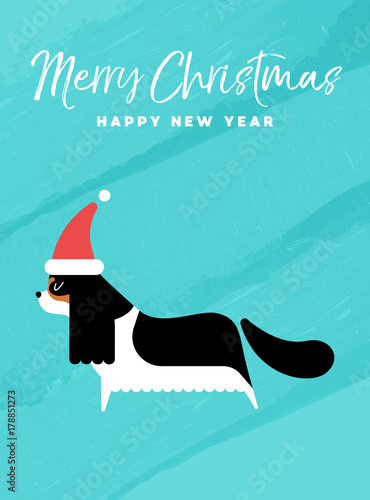 Christmas and new year holiday dog greeting card