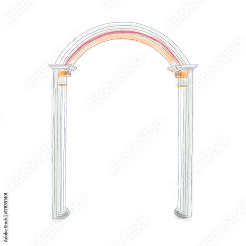 antique doodle scetch arch stock vector illustration vintage style on white background