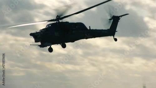 Military helicopter in air