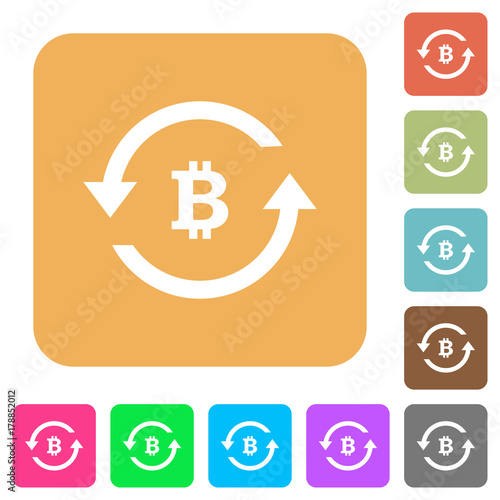 Bitcoin pay back rounded square flat icons