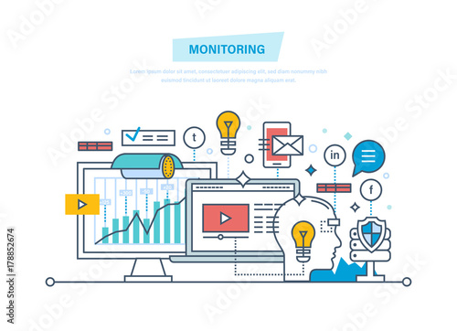 Monitoring, digital marketing, media planning, online business, data analysis, advertising.