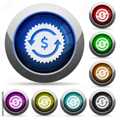 Dollar pay back guarantee sticker round glossy buttons
