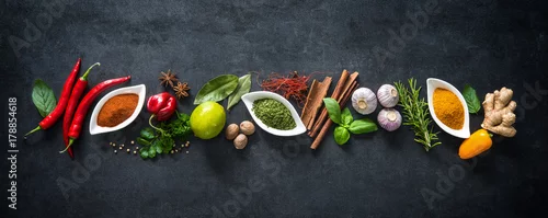 Panel kuchenny z motywem Various herbs and spices