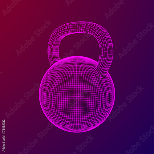 Heavy kettle bell. Wireframe mesh vector. Modern sport fitness concept