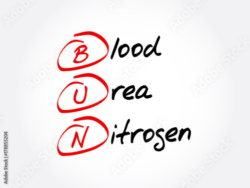 BUN - Blood Urea Nitrogen acronym, concept background