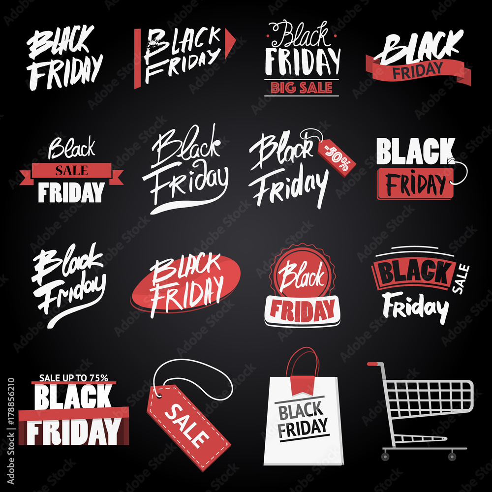 Black Friday Sale Poster Background. Handwritten modern brush lettering. badge or logo.
