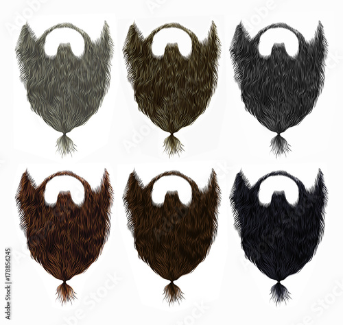 set long curly  mustache beard with tail. different colors.
