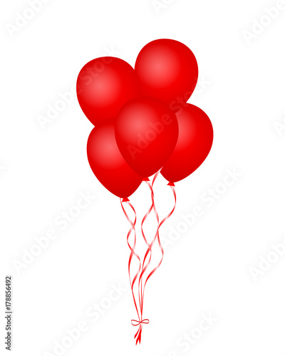 Red balloons bunch, vector 