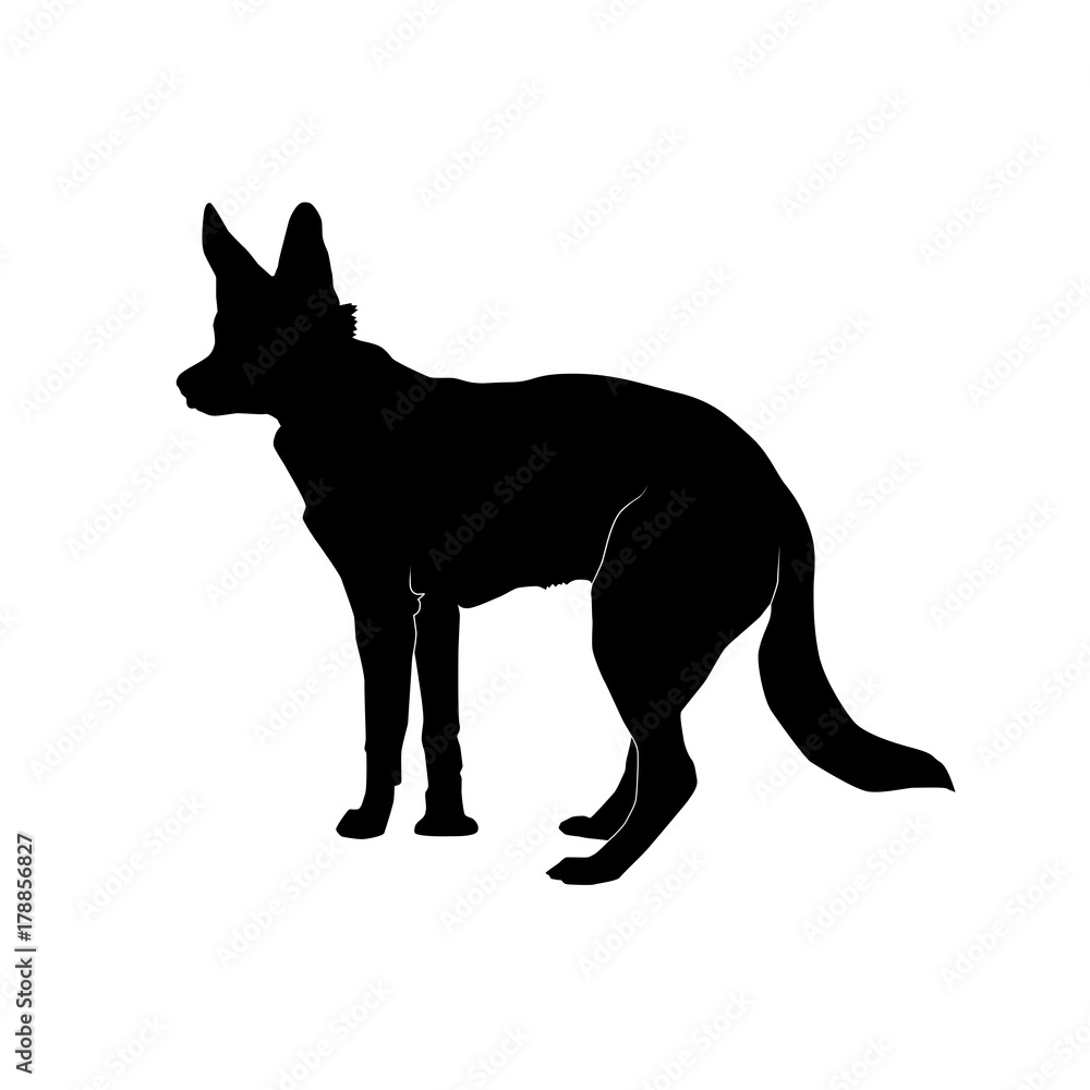dog standing from the side silhouette vector