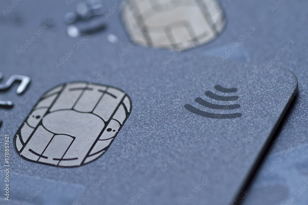 Contactless credit card. Closeup of contactless card Contactless credit card. Closeup of contactless card