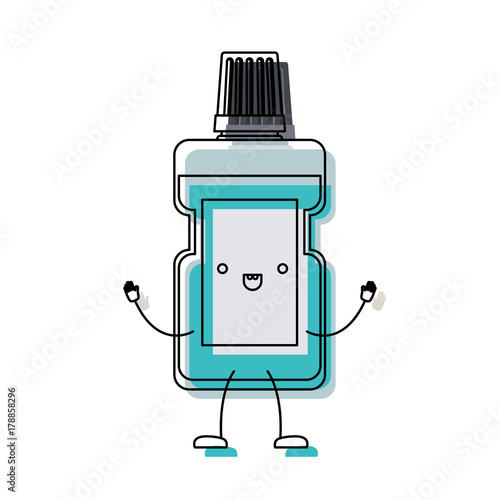 mouthwash bottle cartoon in watercolor silhouette