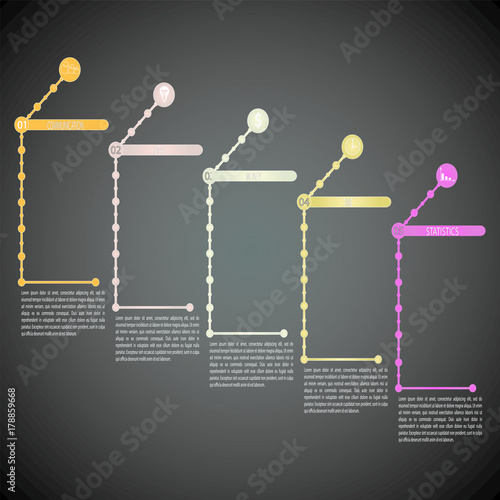 Infographic template. It can be used to organize the workflow, diagram, parameters of business ideas, banner, web design.
