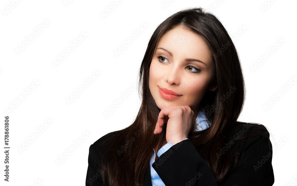 Beautiful woman in a pensive expression Beautiful woman in a pensive expression