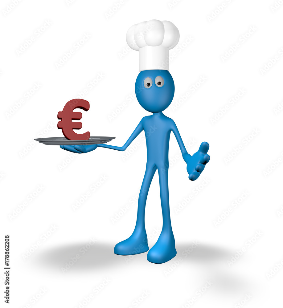 cook and plate with euro symbol - 3d rendering cook and plate with euro symbol - 3d rendering