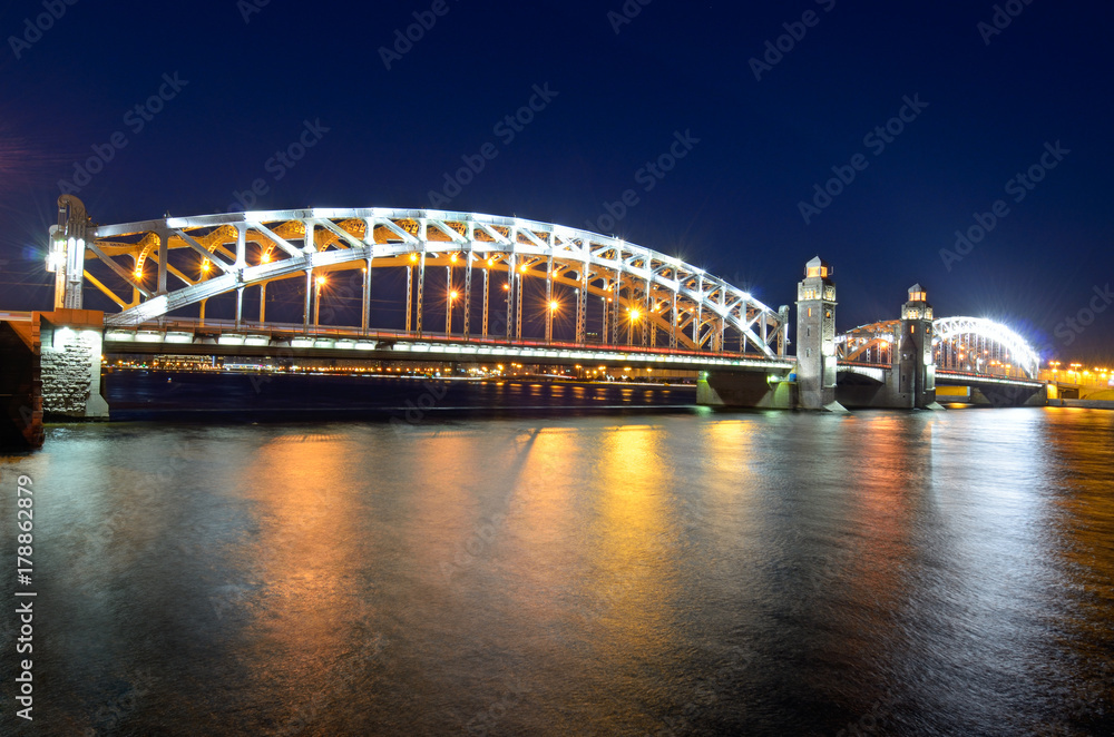 Night landscape with a bridge.