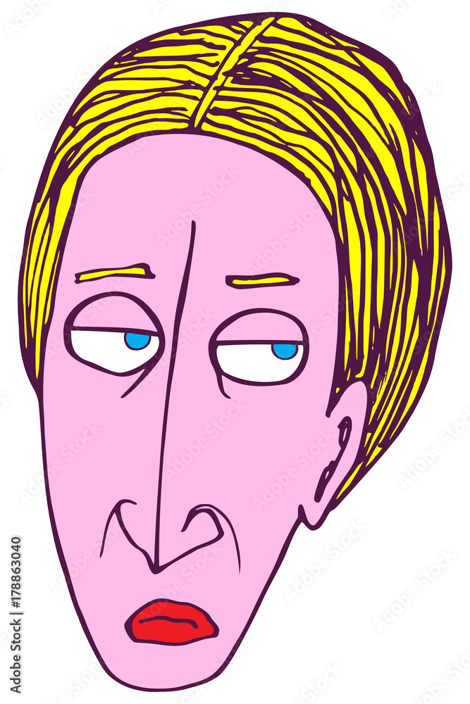 Bored Blonde Cartoon Head