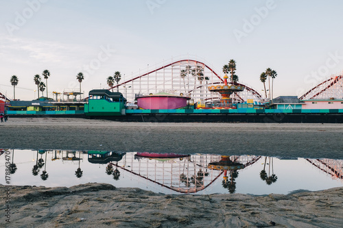 Reflection of rollercoaster in water