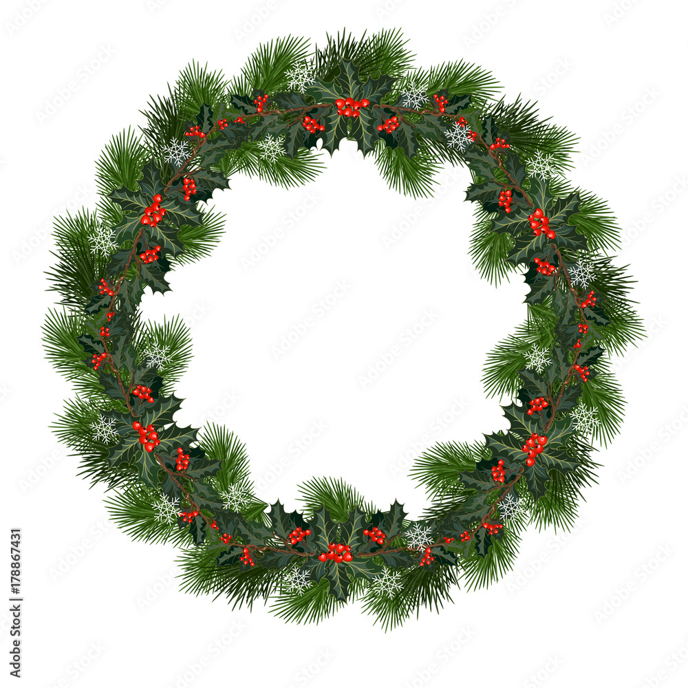 Obraz christmas wreath with holly