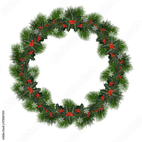 christmas wreath with holly