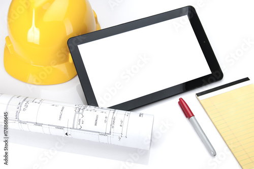 Tablet Used for Construction Blueprints