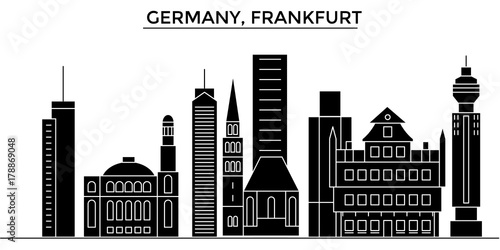 Germany, Frankfurt architecture skyline, buildings, silhouette, outline landscape, landmarks. Editable strokes. Flat design line banner, vector illustration concept. 