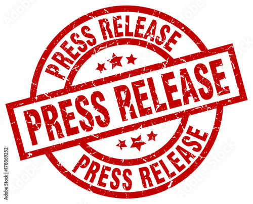 press release round red grunge stamp