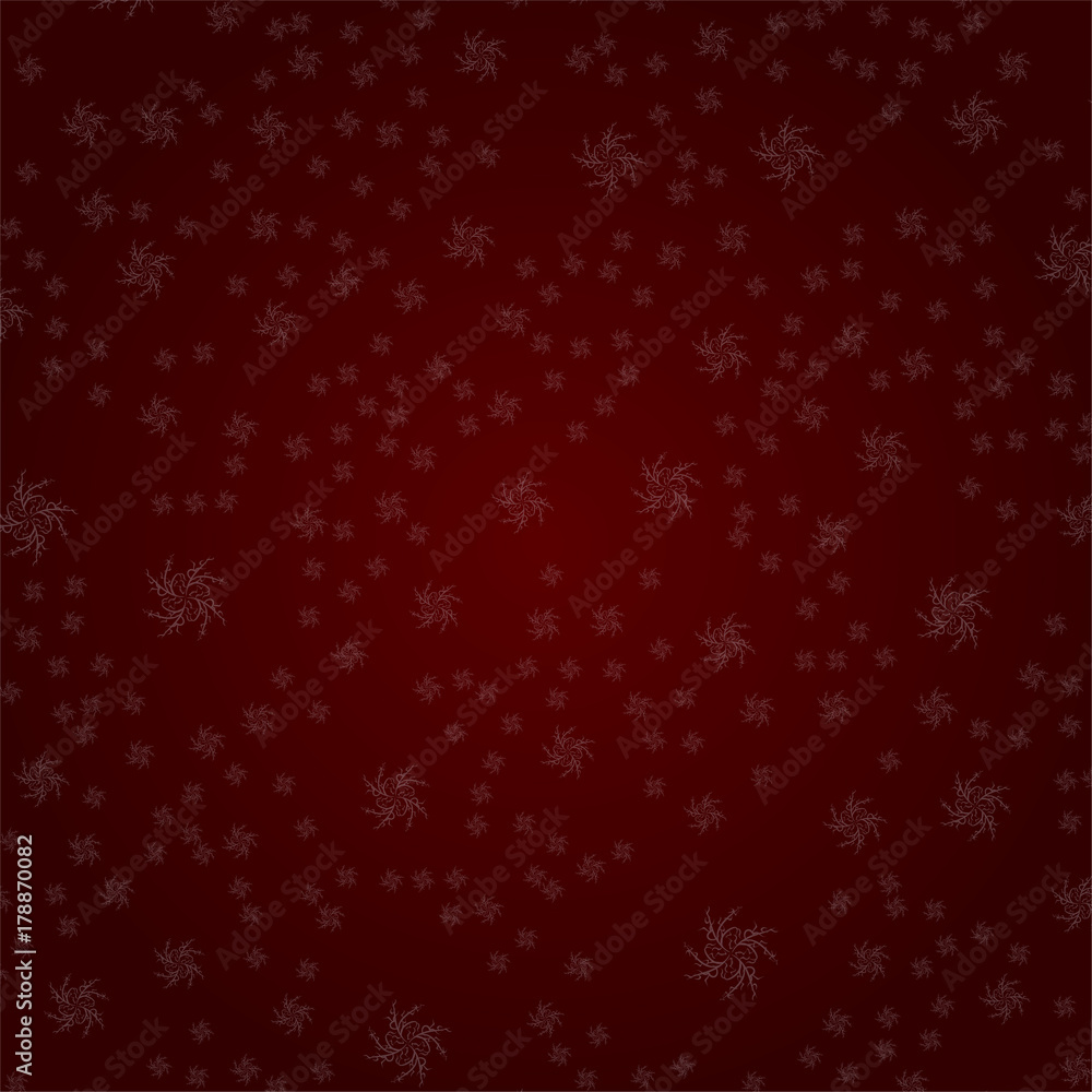 Snowflakes pattern on a red background. Beautiful christmas background.