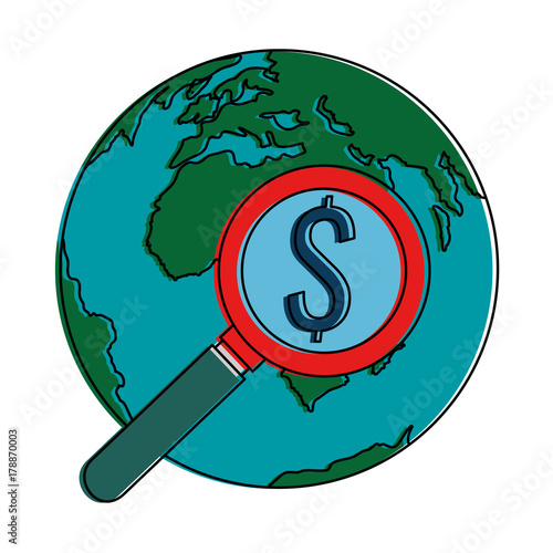 world planet earth with magnifying gkass vector illustration design photo
