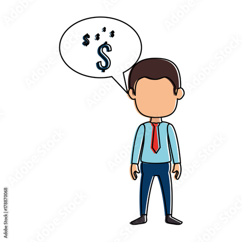 businessman with speech bubble avatar character icon vector illustration design