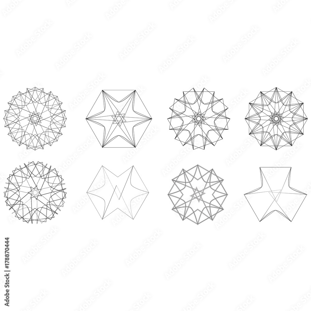 Geometric set stars and flowers for gifts and holidays pattern vector EPS10 Geometric set stars and flowers for gifts and holidays pattern vector EPS10