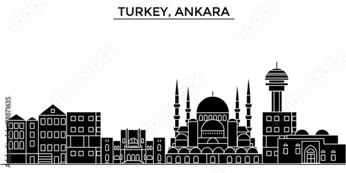Turkey, Ankara architecture skyline, buildings, silhouette, outline landscape, landmarks. Editable strokes. Flat design line banner, vector illustration concept. 