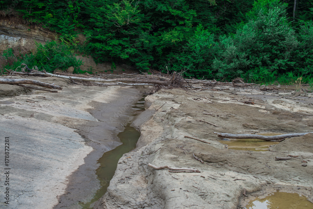 Mud bottom shallow during the dry period of the river Mud bottom shallow during the dry period of the river